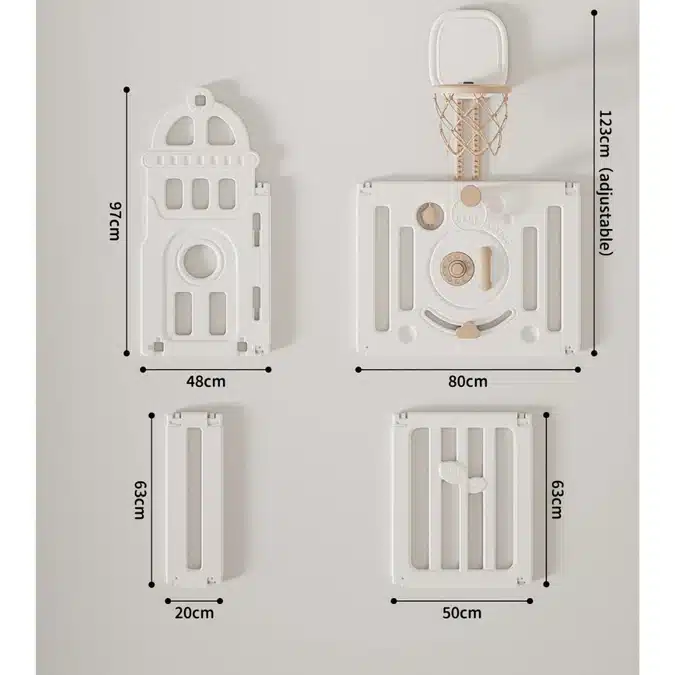 Bear Enclosure Kids Playpen with Basketball Hoop & Drawing Board 12pcs - Image 3