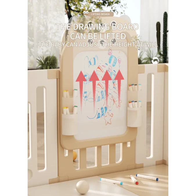 Kids Playpen New Owl Design With Basketball Hoop & Drawing Board - Image 8